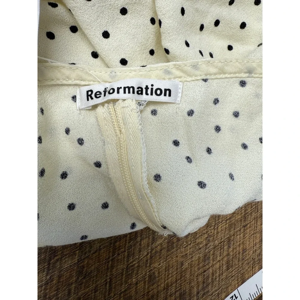 REFORMATION Polka Dot Top Women 2 Puff Sleeve Keyhole Back Coquette Feminine